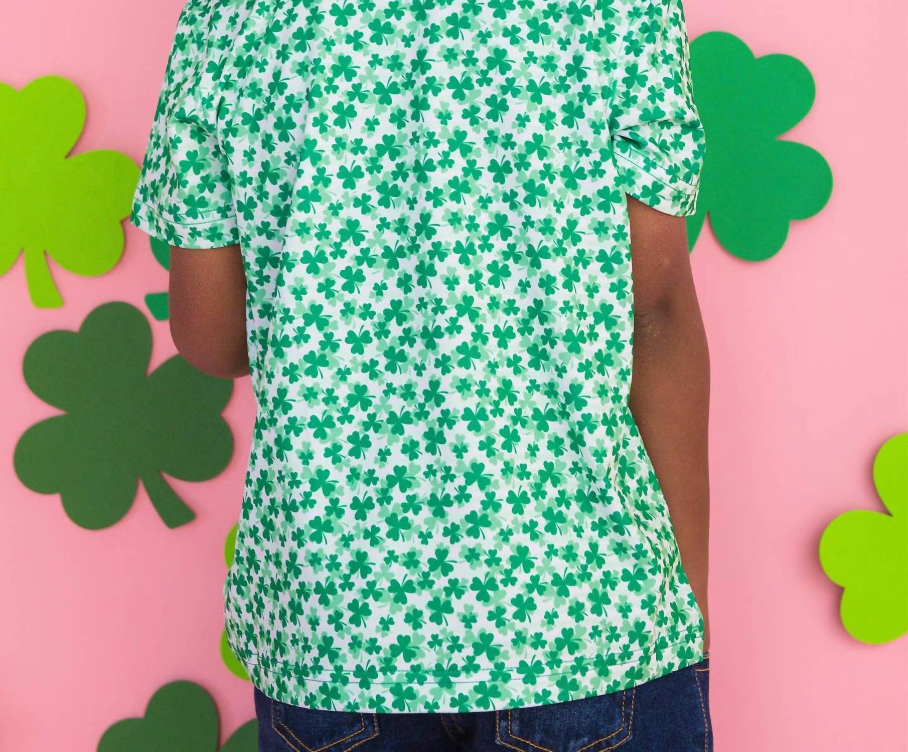 Rufflebutts - Boy's Tiny Clover Field Short Sleeve Performance Polo