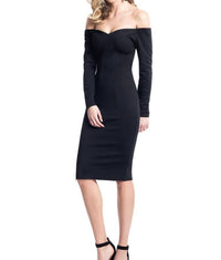 Rachel Allan - Long Sleeve Off Shoulder Jersey Cocktail Dress