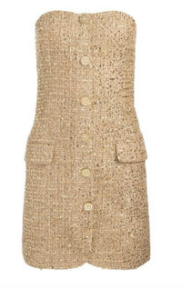 Alice + Olivia - Madison Strapless Button-down Mini Dress