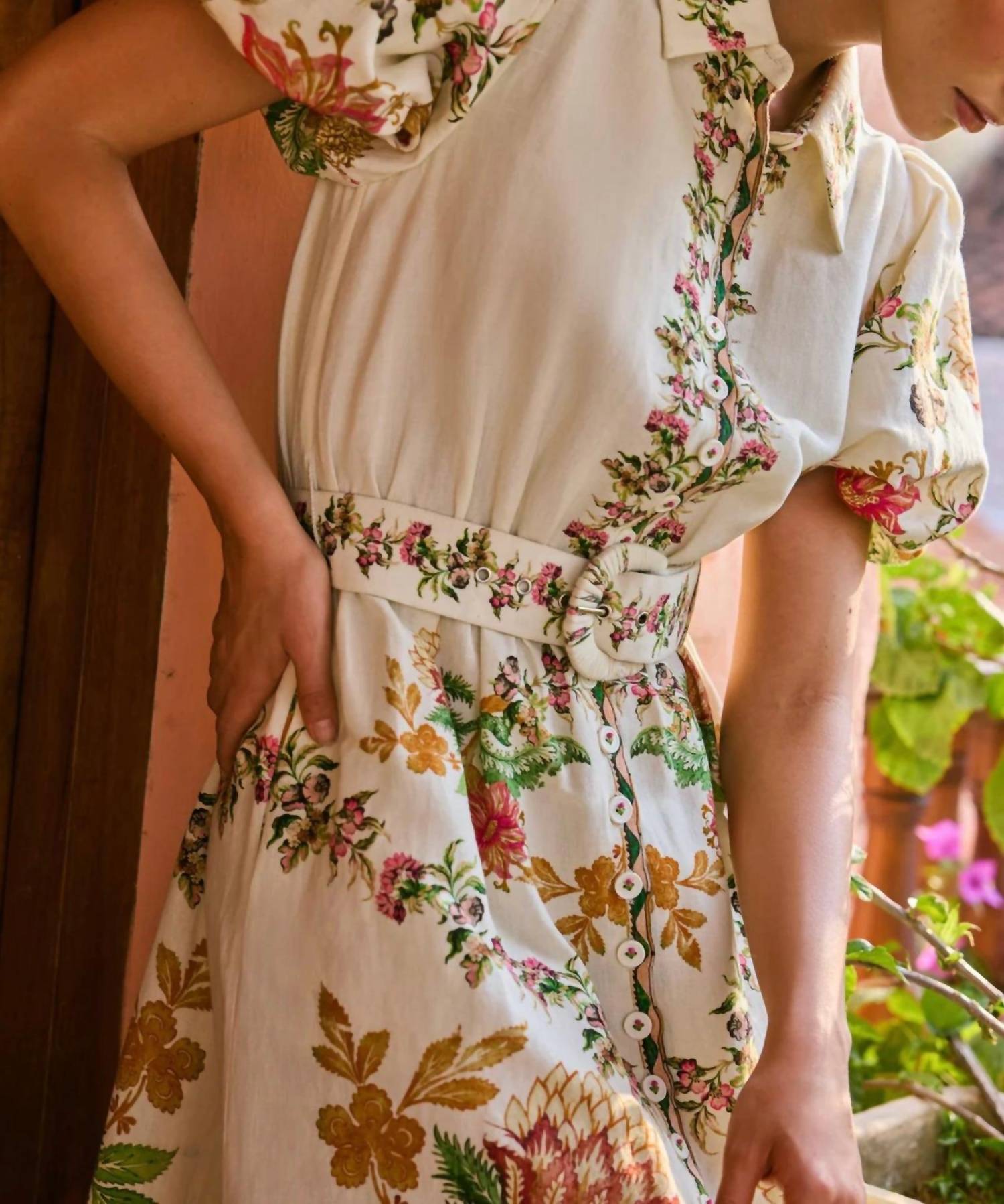 HEMANT & NANDITA Pahi Long Shirt Dress in white - women's dress - view 4