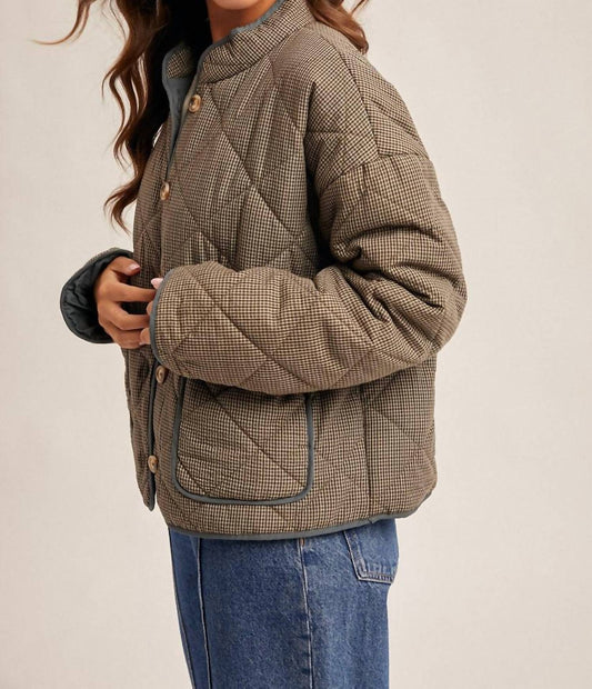 Hem & Thread - Elena Detail Plaid Quilted Coat