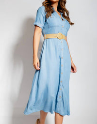 Blu Pepper - Collared Button Midi Dress
