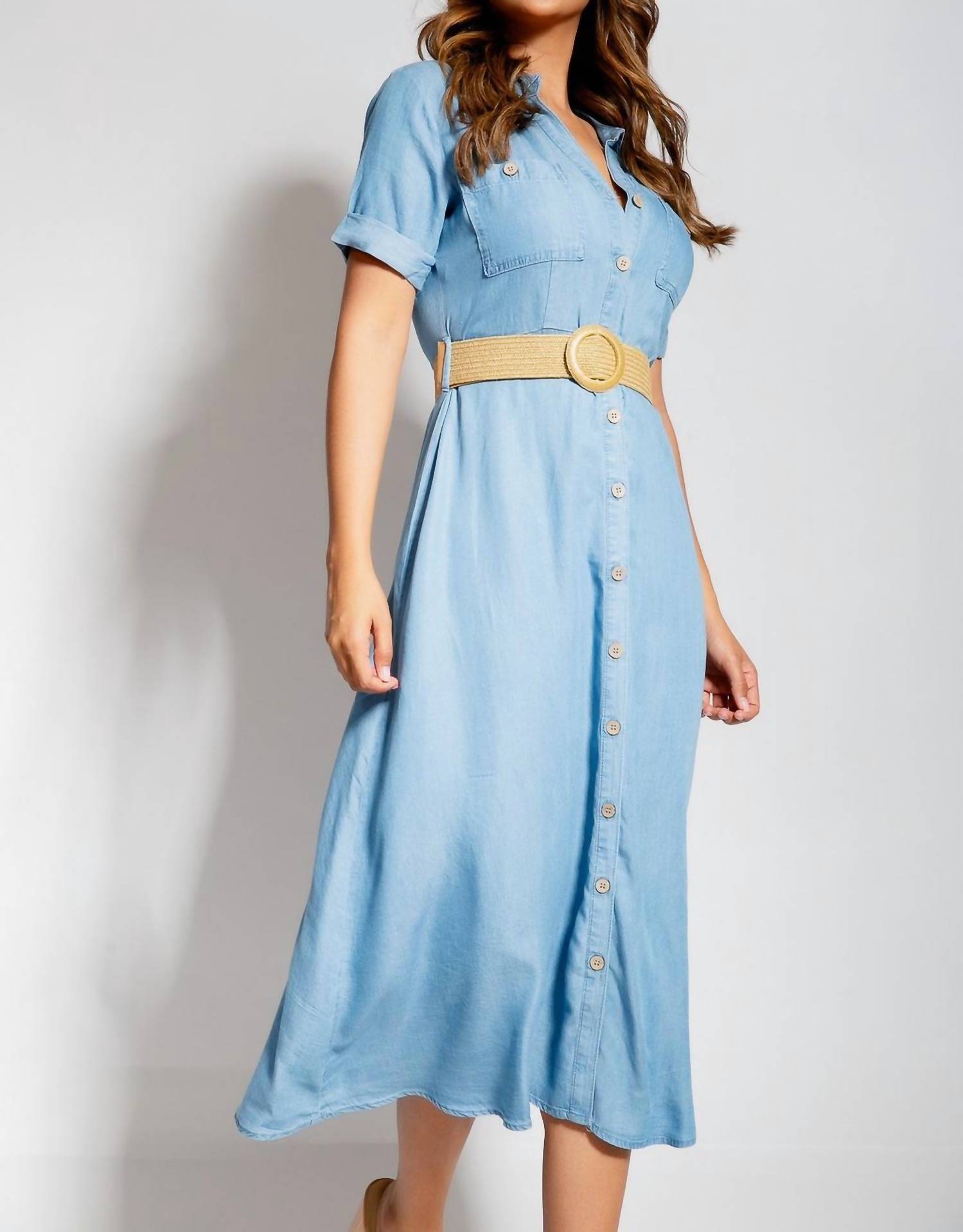 Blu Pepper - Collared Button Midi Dress