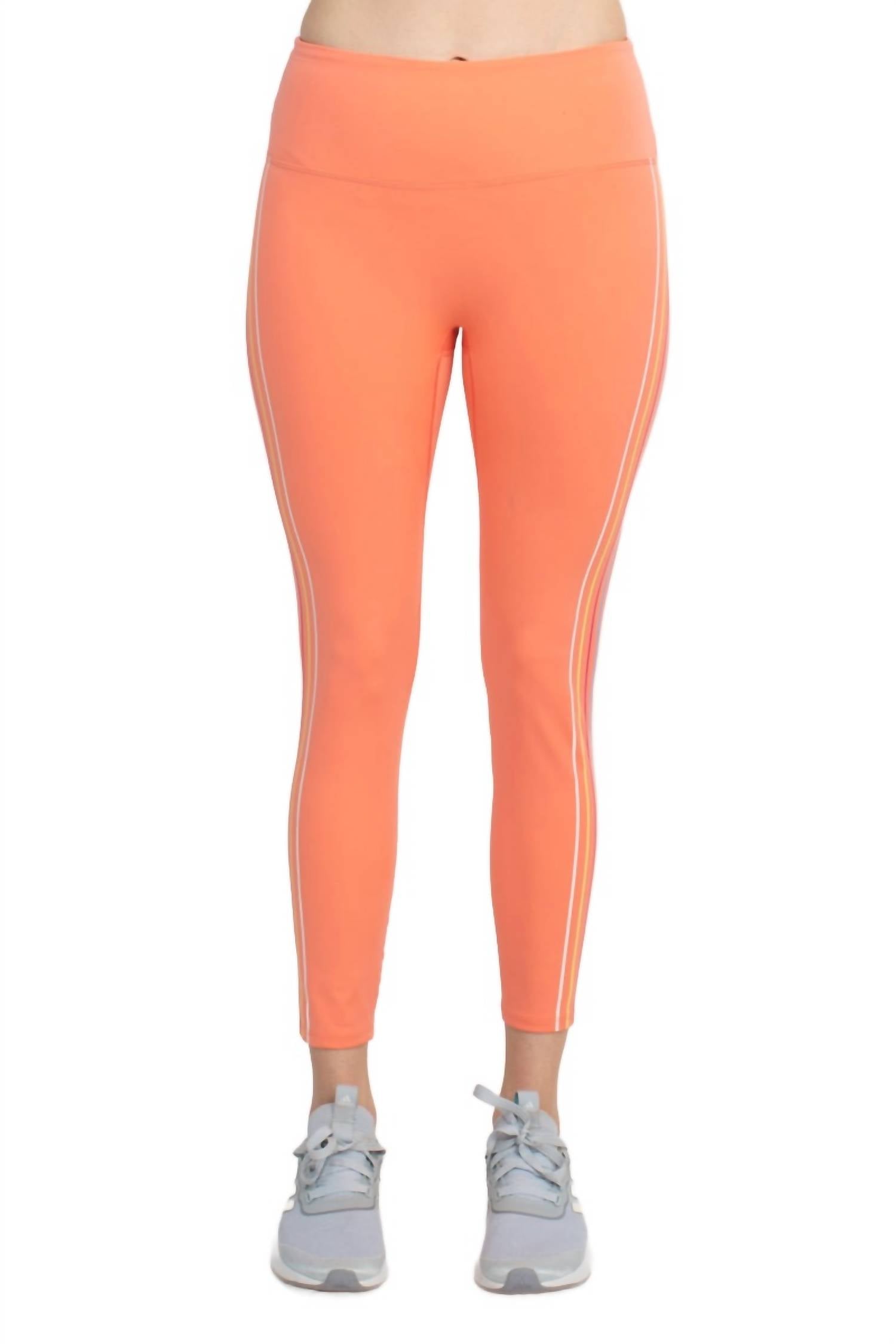 Ac-Tiv-Ology - Mid Waist Banded Rubber Rainbow Strip Leggings