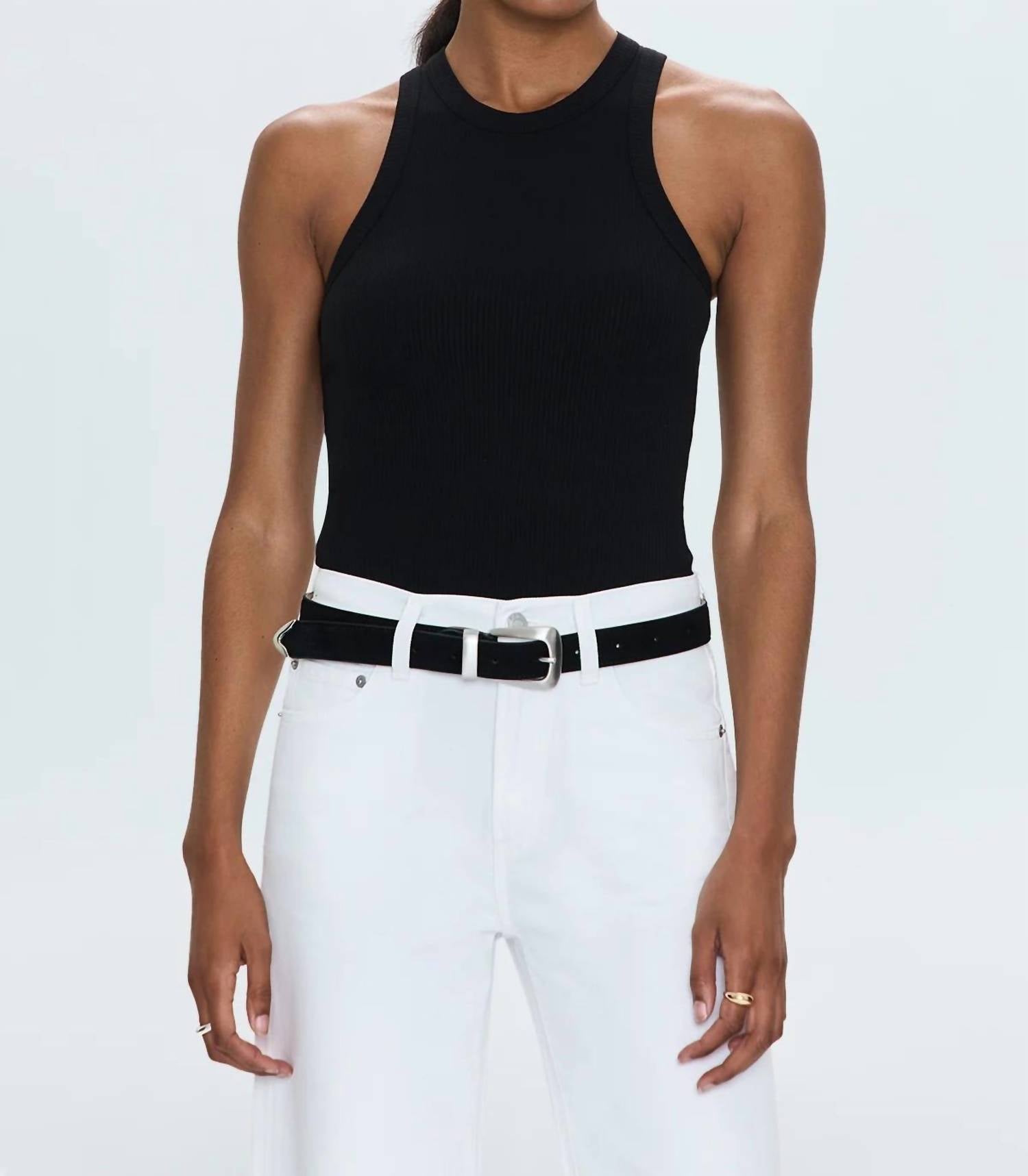 PISTOLA Blake Sleeveless Tank Top in noir - women's tank top - detail view