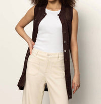 Sanctuary Long Openwork Crochet Vest in mesa - women's jacket