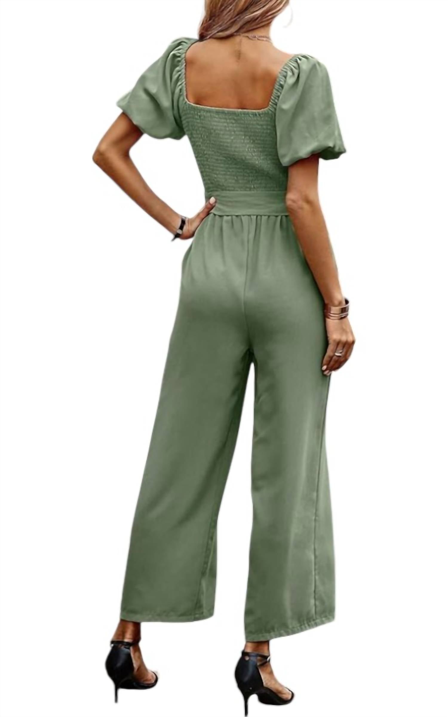 Elook - Smocked Wide Leg Jumpsuit