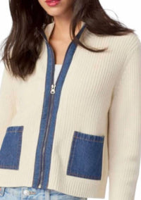 J. Society - Denim 2 Pocket Shaker Zip Front Cardigan