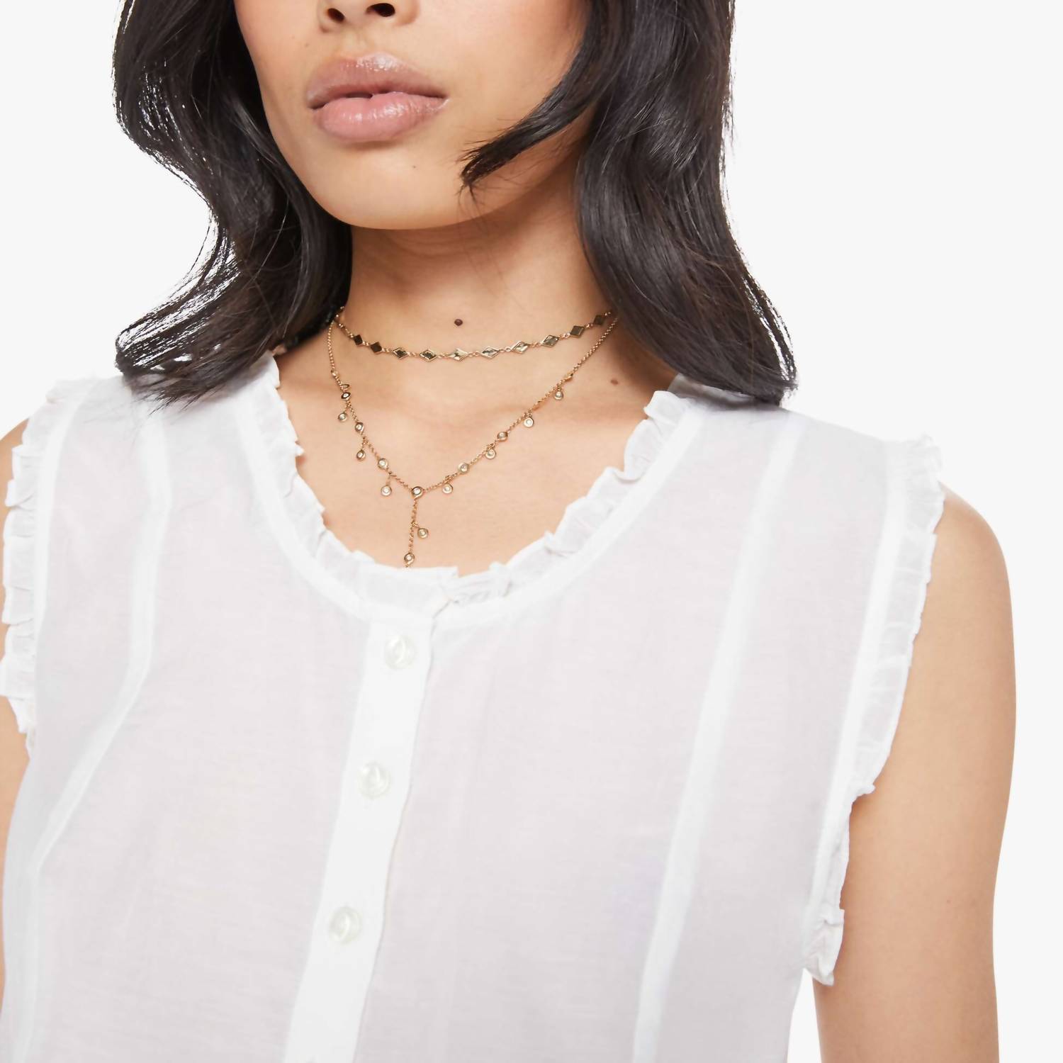 Mother Sweetheart Sleeveless Scoop Neck Blouse in bright white - women's blouse - view 4