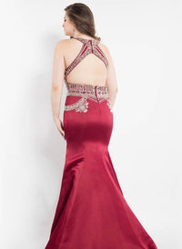 Rachel Allan - Matte Satin Beaded Mermaid Gown