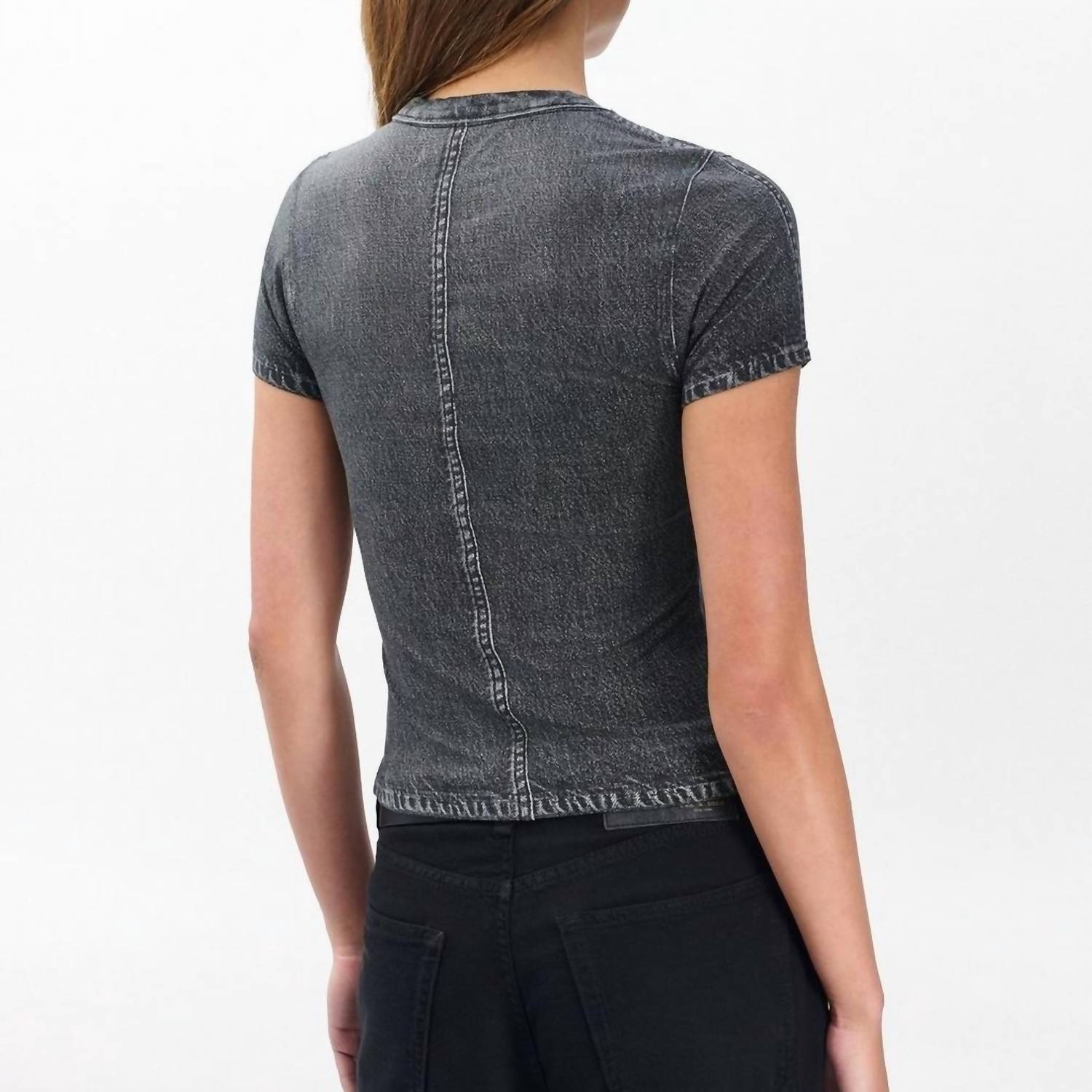 Rag & Bone Miramar Baby Tee Top in washed black - women's t-shirt - detail view