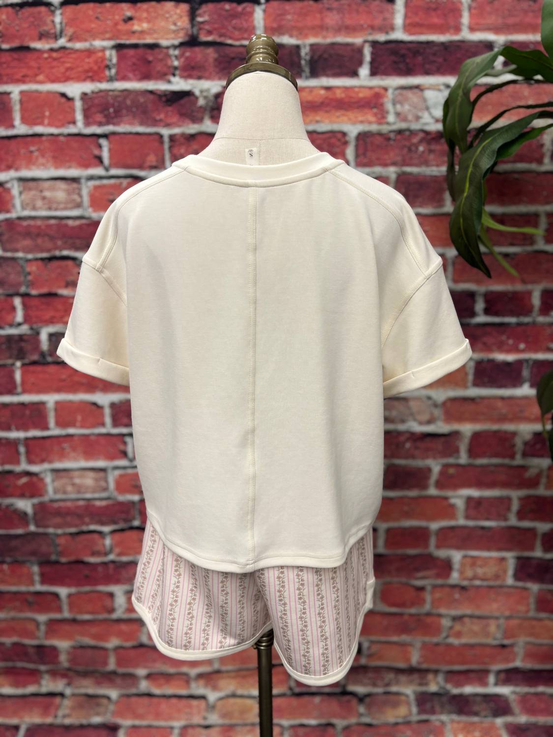 Simply Southern Women's Soft Knit Bow Tee in cream - women's t-shirt - detail view