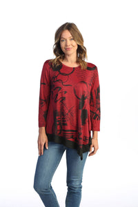 Jess & Jane Jazzy Asymmetrical Slinky Top in napoli - women's blouse - alternate view