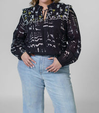 Emily Lovelock - Daisy Long Sleeve V-neck Blouse - Plus
