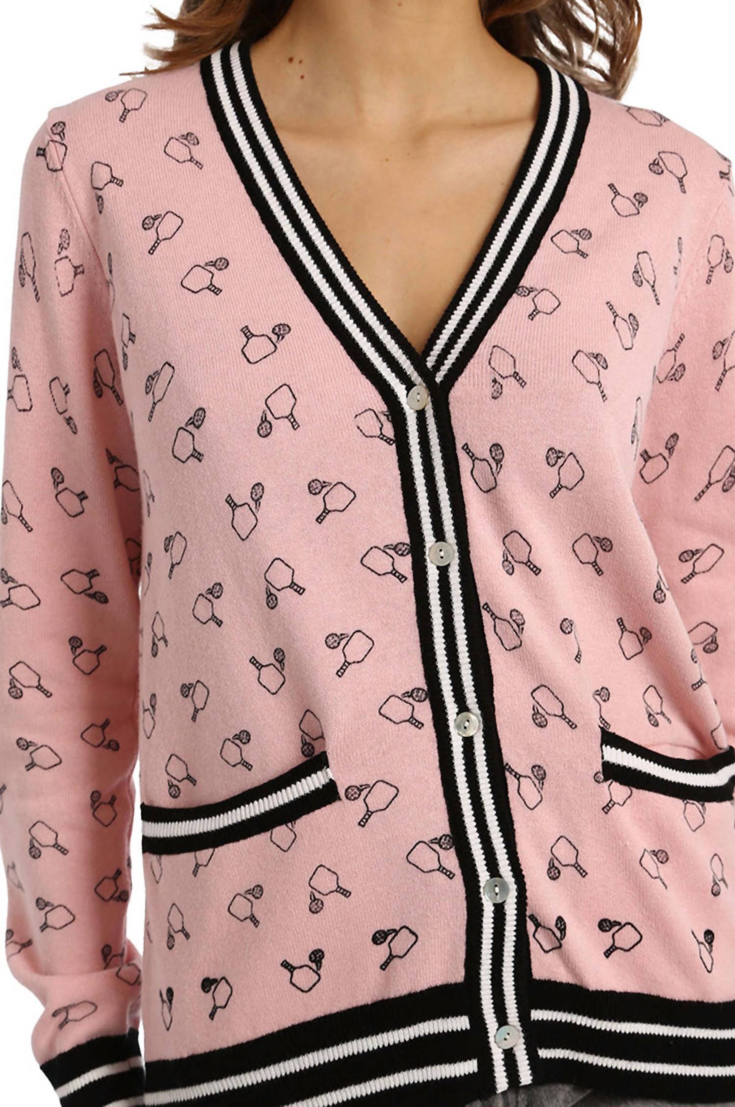 Minnie Rose - Cotton Cashmere Sport Print Cardi