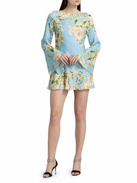 Hemant & Nandita - Bias Long Bell Sleeve Mini Dress