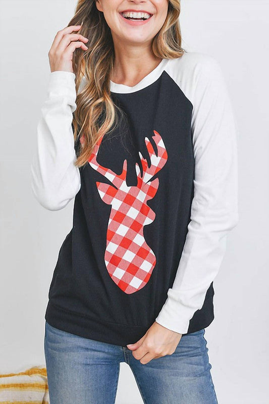 Rousseau - Deer Plaid Raglan Top