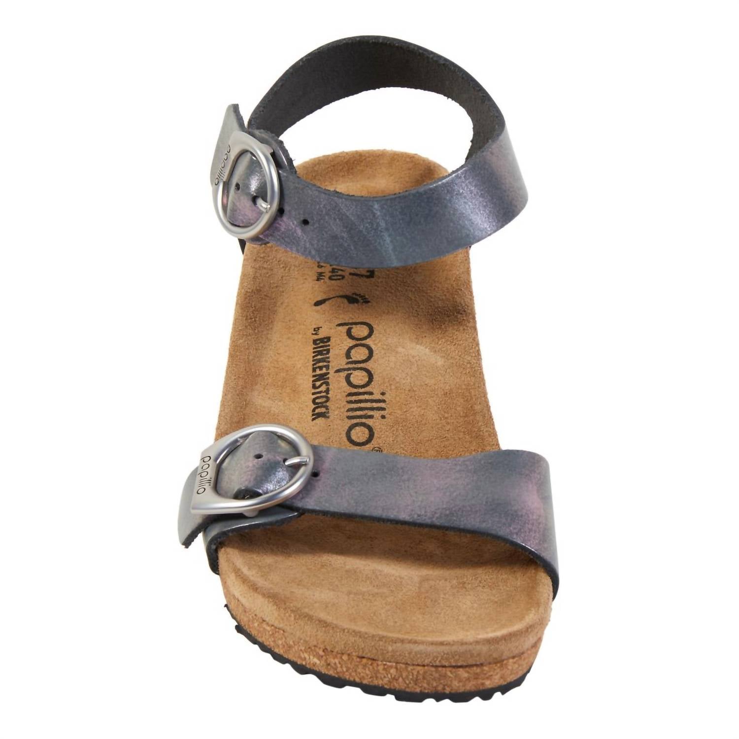 Papillio Women's Soley Ring-Buckle Wedge Heel - Narrow/Medium in metallic black - women's sandal - detail view