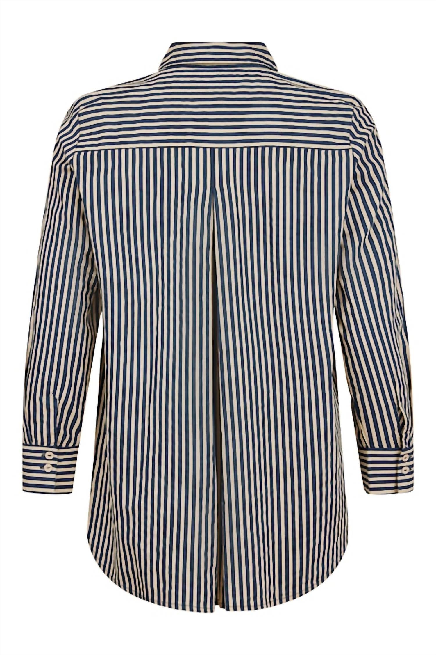Noen - Women's Striped Embroidered Button Down Shirt