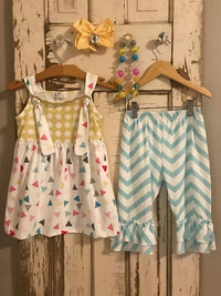 Pete + Lucy - Girls Summer Chevron Pant Set