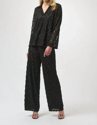 Joseph Ribkoff - Beaded V-neck Collared Long Sleeve Top