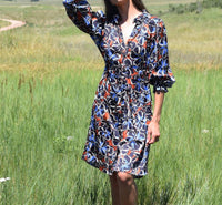 Never a Wallflower Elastic Collar Dress in floral - women's dress - detail view