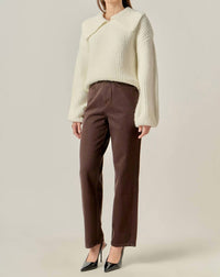 English Factory Collared Rib Chunky Sweater in ivory - women's sweater - alternate view
