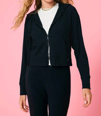 TEREZ Rib Crop Hoodie in black - women's top