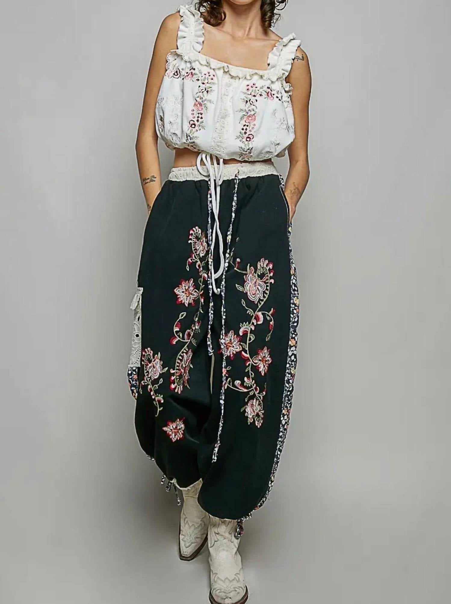 POL Floral Pants in black - women's pants - view 4
