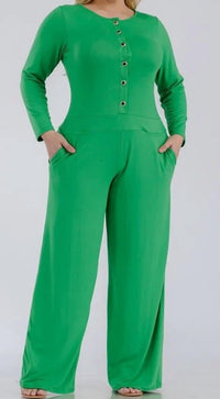 Karen T Design Mareselle Jumpsuit in green - women's pants - detail view