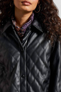Tribal - Quilted Pleather Shirt Jacket