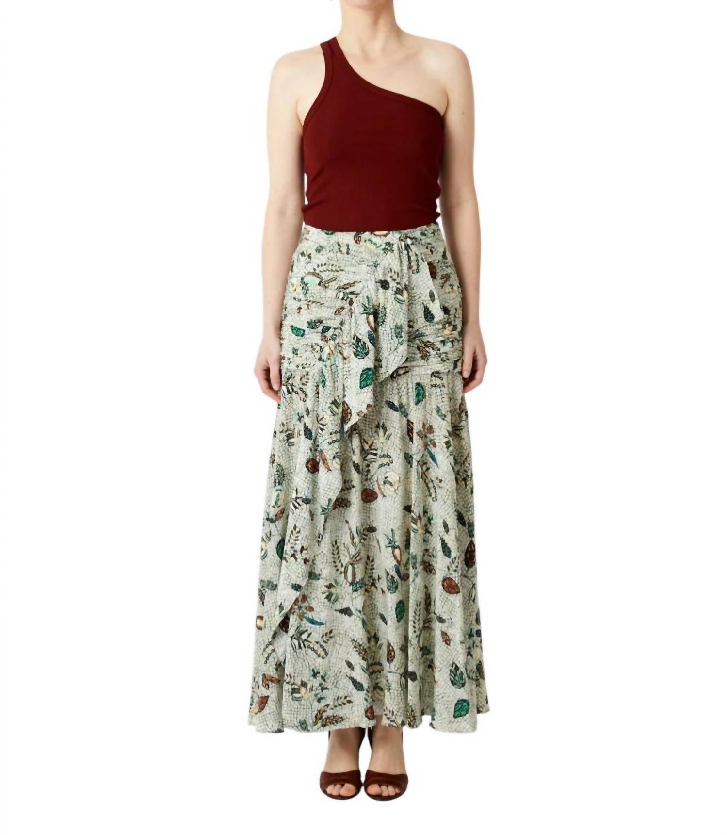 Ulla Johnson Georgina Maxi Skirt in botanical mist - women's skirt - detail view