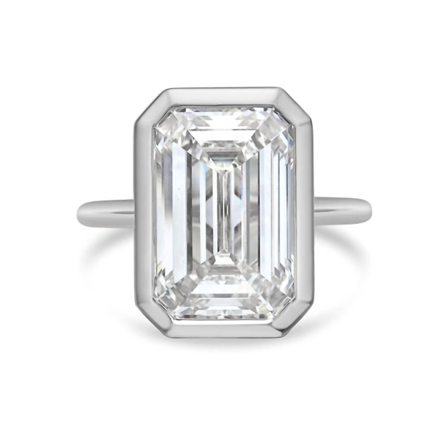 Diana M Jewels - 12.00 Ct Lab-grown Emerald Cut Diamond Bezel Solitaire Ring