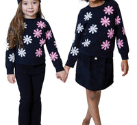 DESIGN HISTORY Girl's Flower Beanie in black combo - kids' hat - detail view