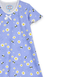 Sara'S Prints - Girls Short Sleeve Ruffled Happy Bees Nightgown