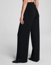 Spanx Airessentials Smooth Front Wide Leg Pants in very black - women's pants - detail view
