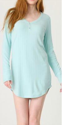 PJ Salvage Pointelle Essentials Night Shirt in light mint - women's item - detail view
