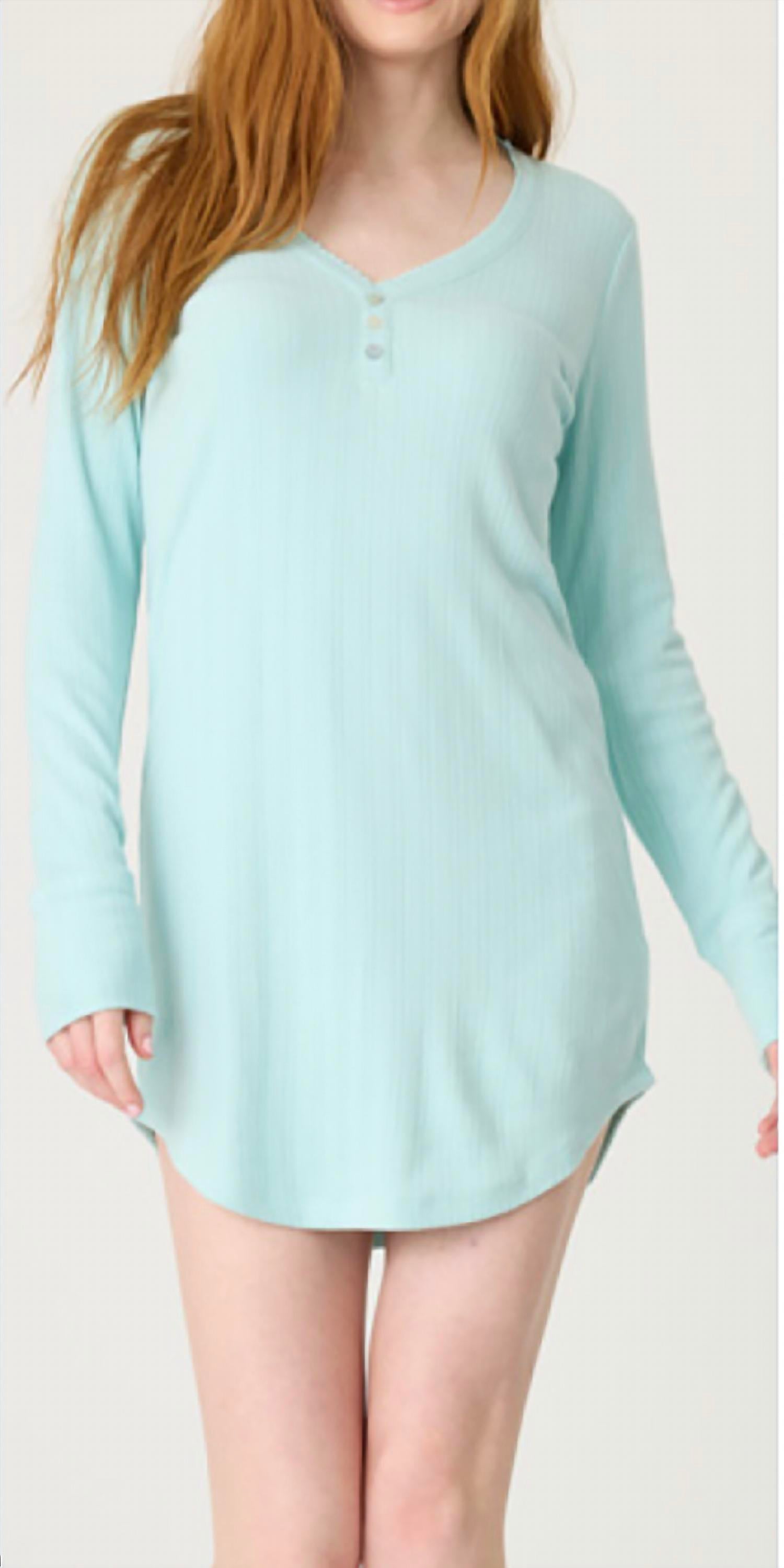PJ Salvage Pointelle Essentials Night Shirt in light mint - women's item - detail view