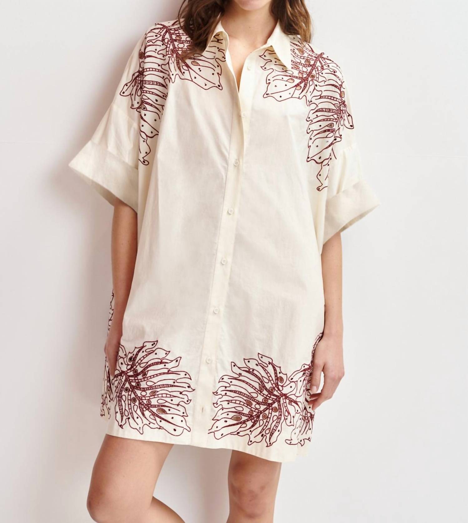 ESSENTIEL ANTWERP Hontana Embroidered Mini Dress in off white - women's dress