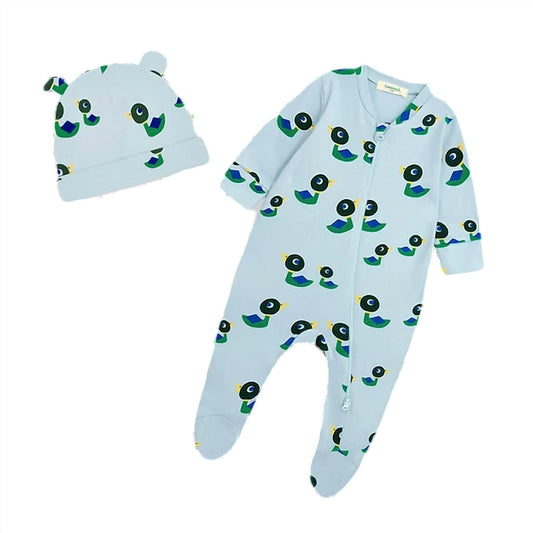 The Bonnie Mob - Kids Bayley Berry Ducks & Hat Set Sleepsuit