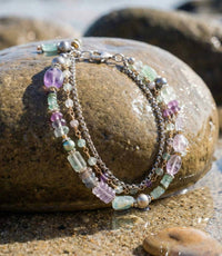 Anne Vaughan - Women's Gemstone And Glass Multistrand Bracelet