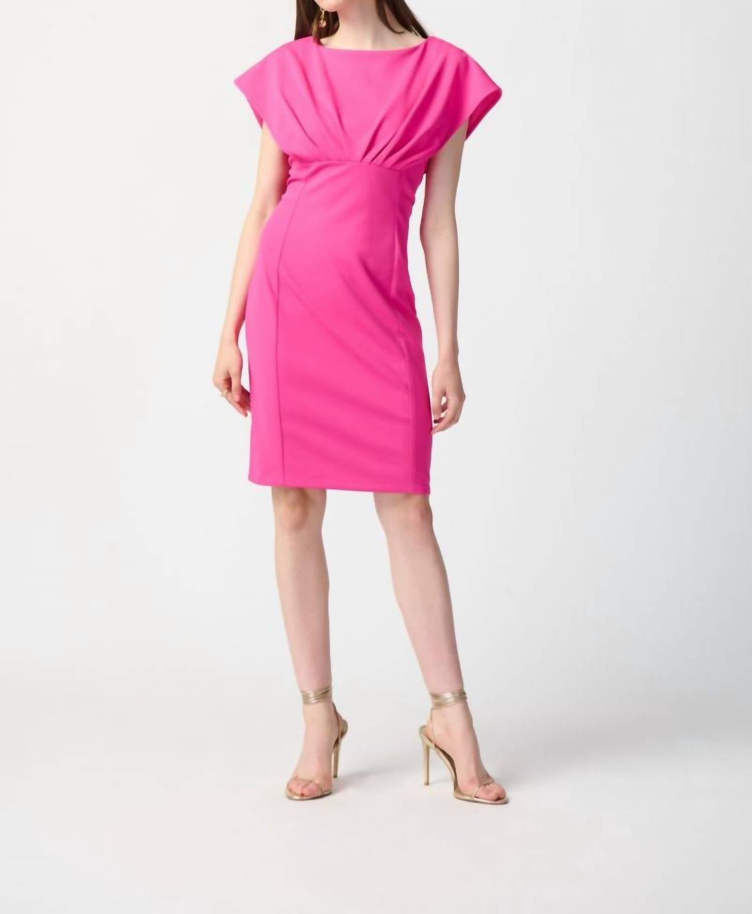 Joseph Ribkoff - Pleated Dolman Sleeves Sheath Dress