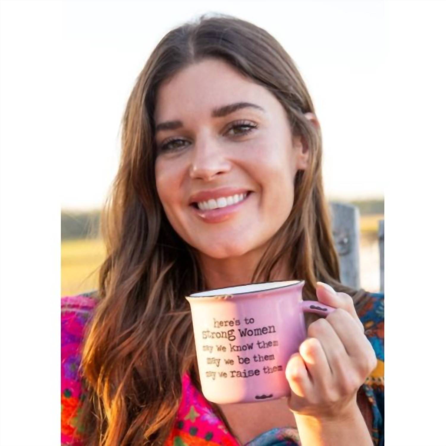 Natural Life Here’s to Strong Women Enamel Look Ceramic Mug in pink - item - detail view