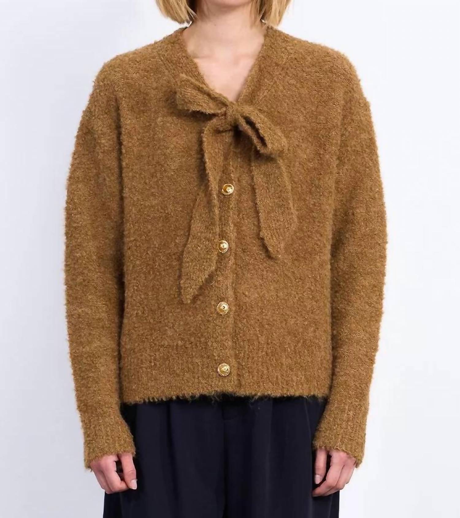 Molly Bracken - Fuzzy Bow Tie Cardigan