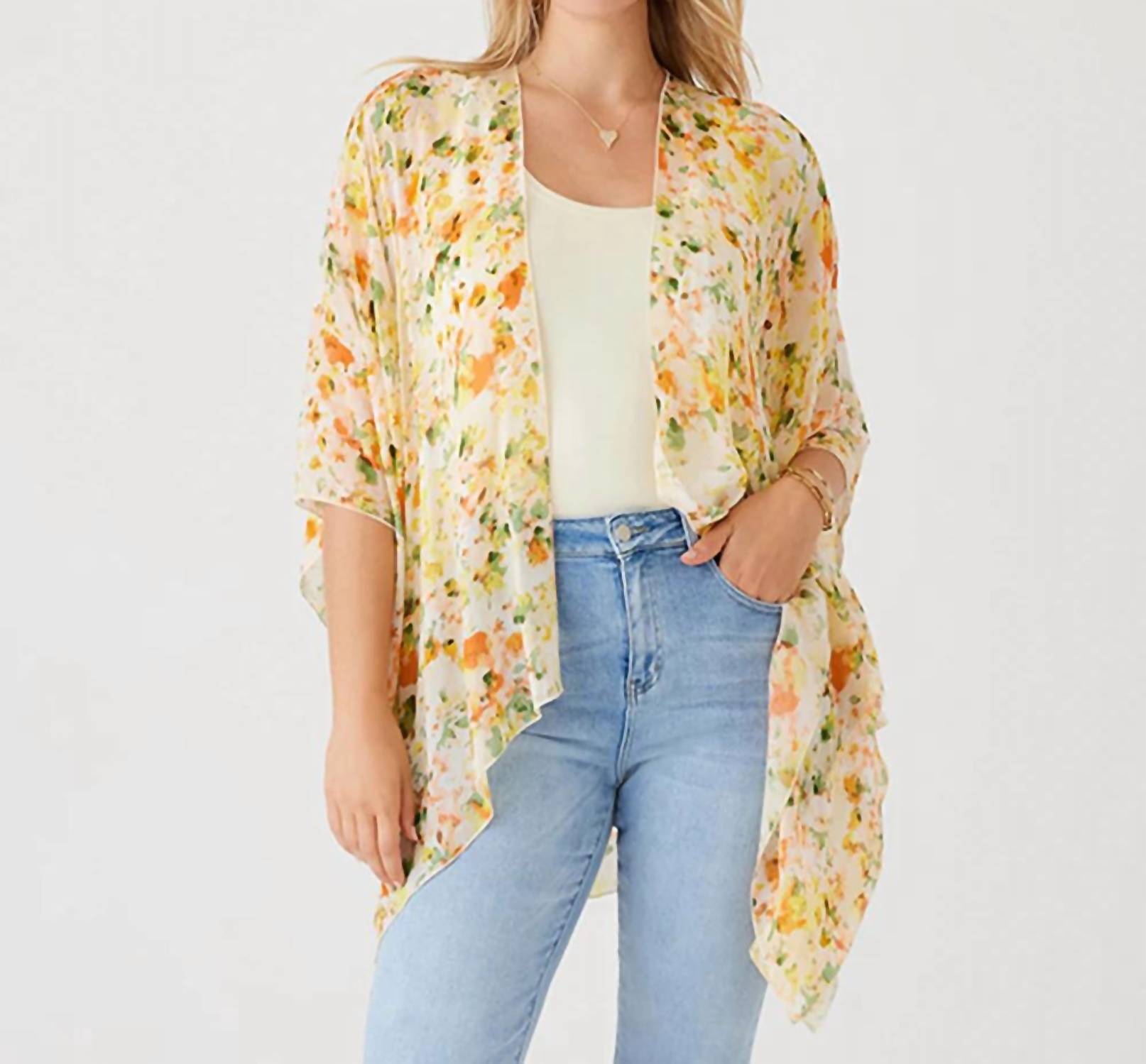 Karen Kane - Paci Print Open Front Kimono Jacket