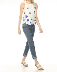 CHARLIE B Sleeveless Print Top With Rounded Hem in coastal - women's tank top - view 4