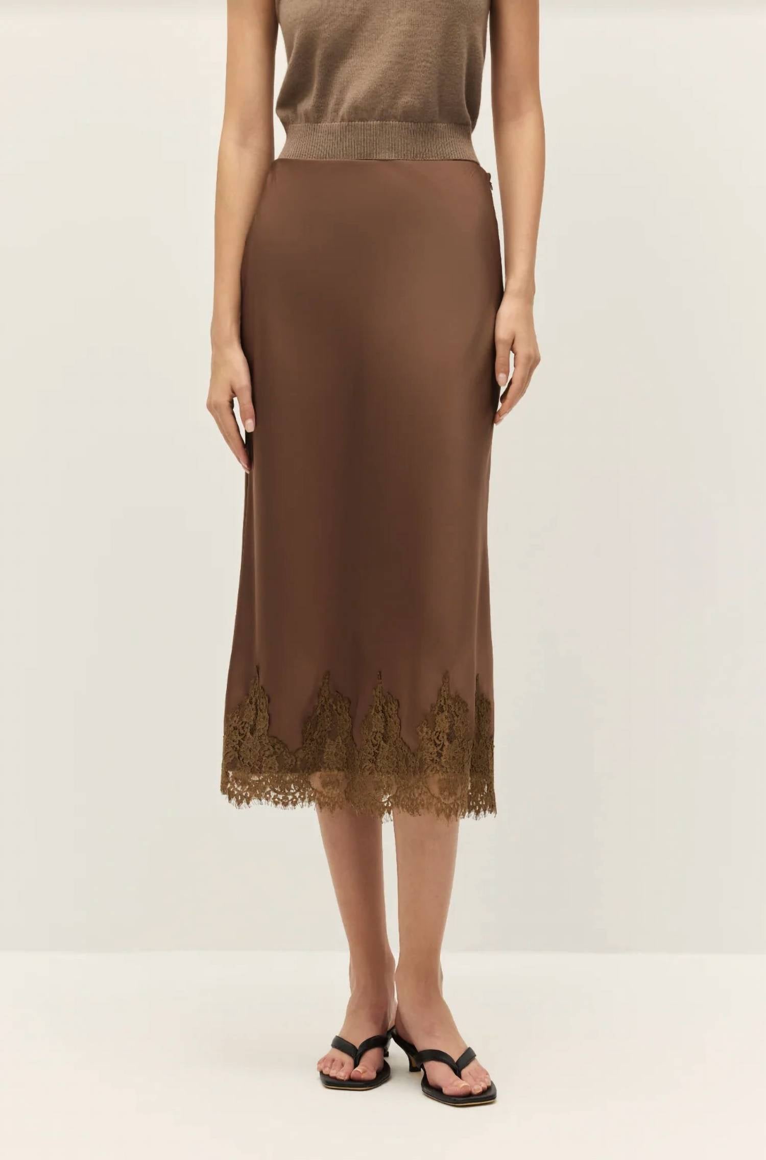 Elodie - Enid Lace Satin Midi Skirt