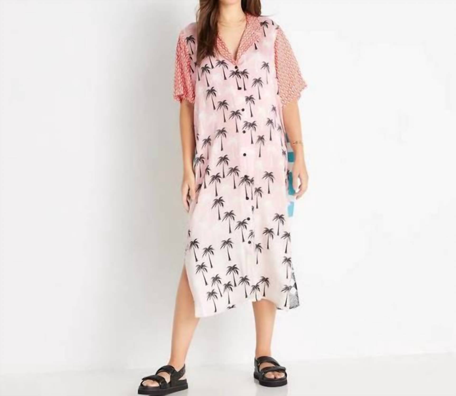 Me369 Laura Shirt Dress in palm tree - women's dress