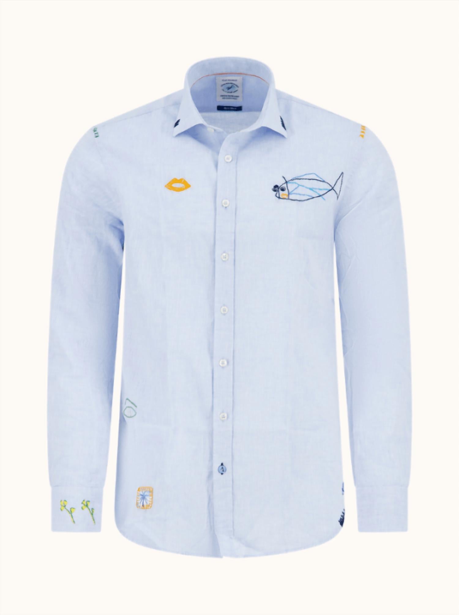 A Fish Named Fred - Embroidered Long Sleeve Shirt