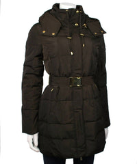 Latte Black - Single Breasted Down Puffer Coat Jacket